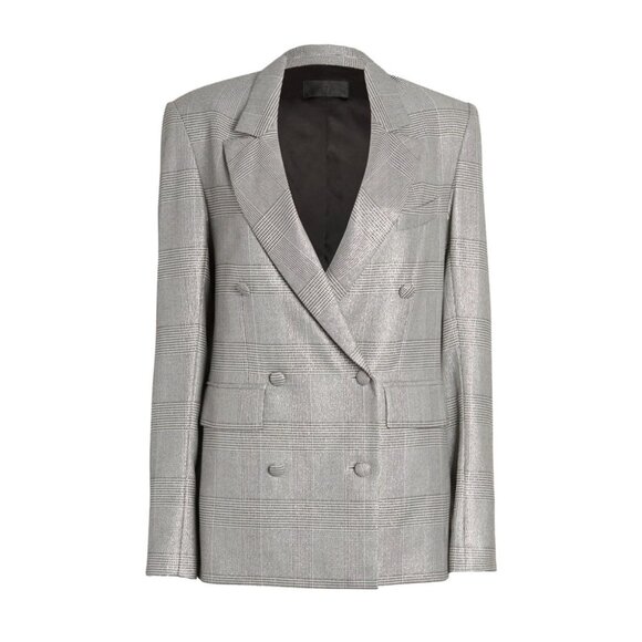 RTA Clark Oversized Double Breasted Houndstooth Blazer Purple Womens Size S - Picture 3 of 11